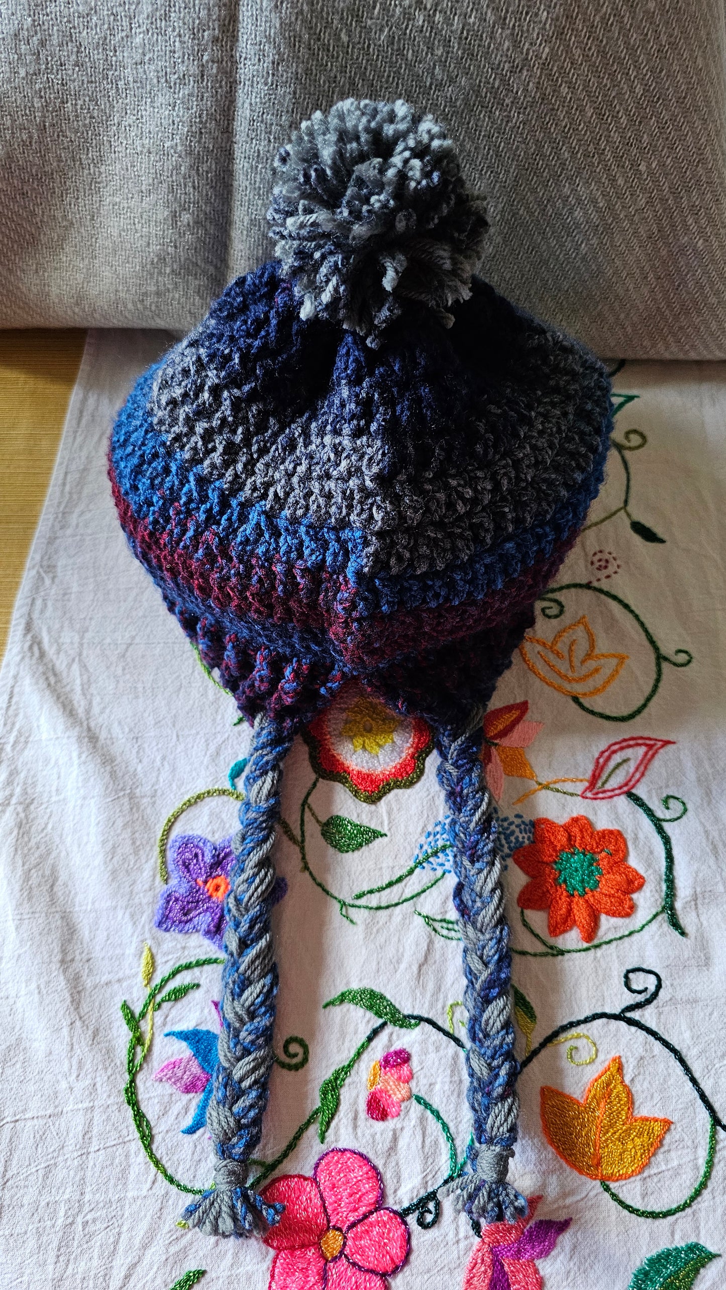 Blue and Red Beanie