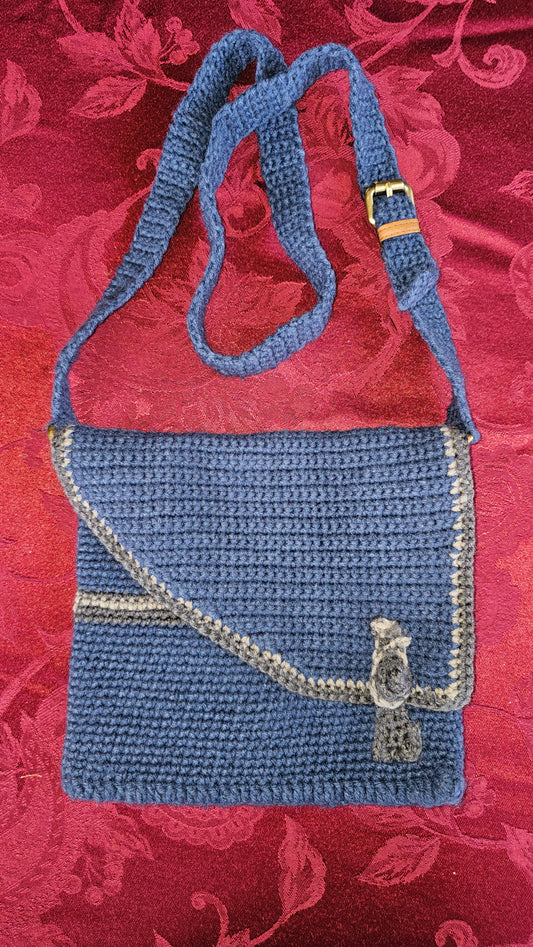 Blue Crocheted Bag