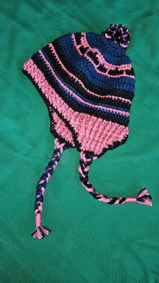 Crocheted Pink and Blue Beanie (For Kids)