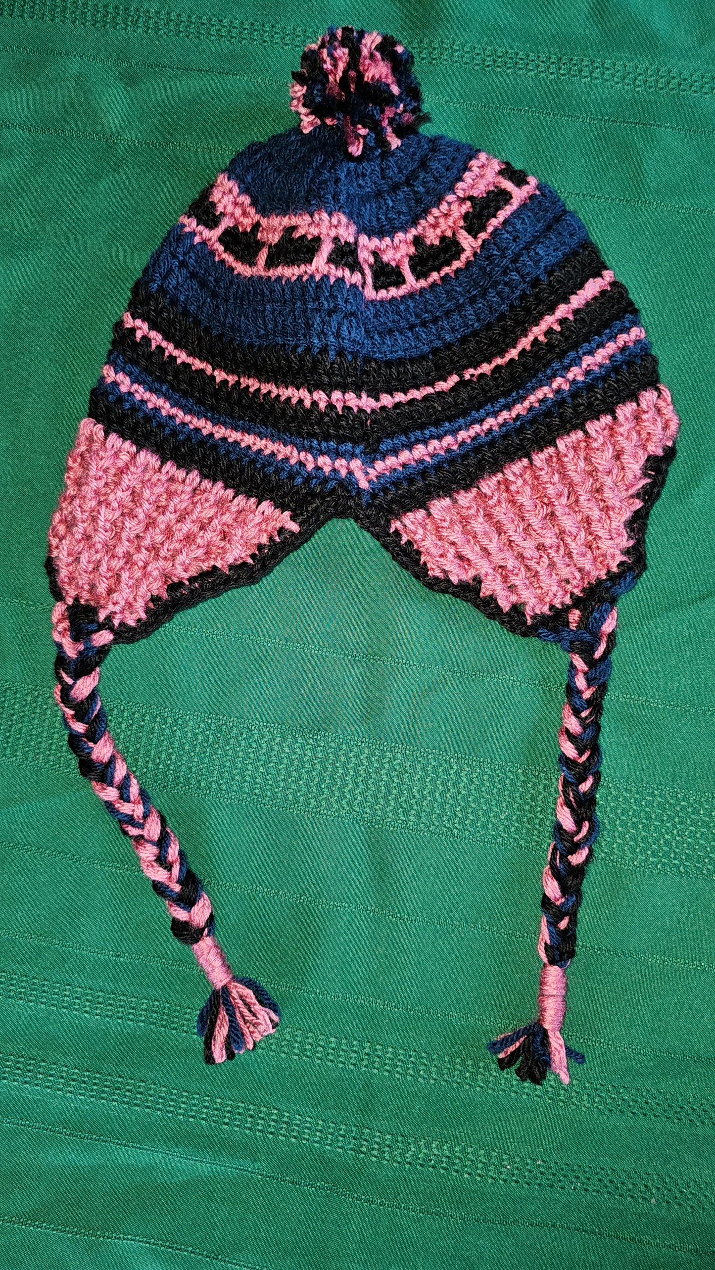 Crocheted Pink and Blue Beanie (For Kids)